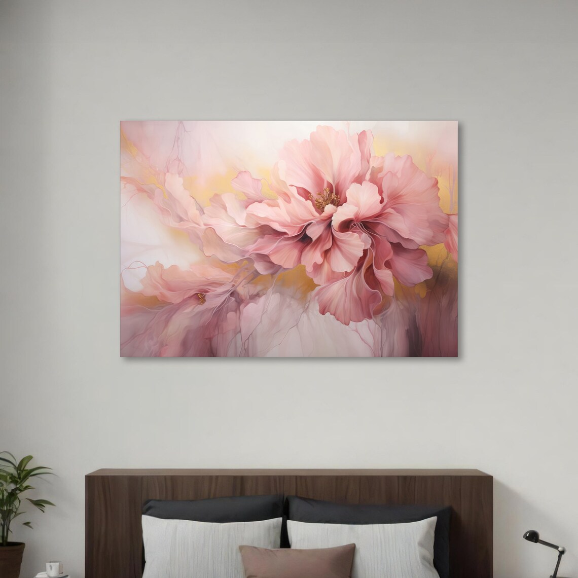 Soft Pink Flower Art, Modern Floral Painting - Image 3