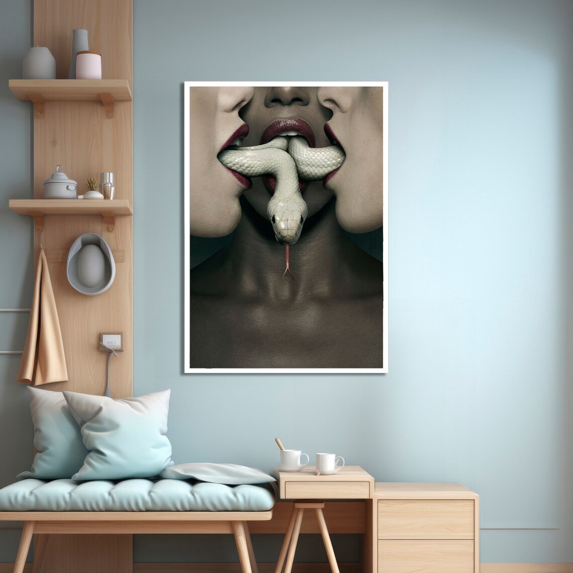 Women And Snake, Surreal Home Decor - Image 4