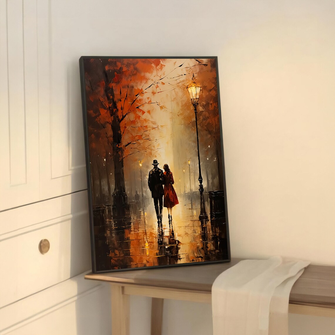 Romantic Evening Stroll, Autumn Walk Art Print - Image 5