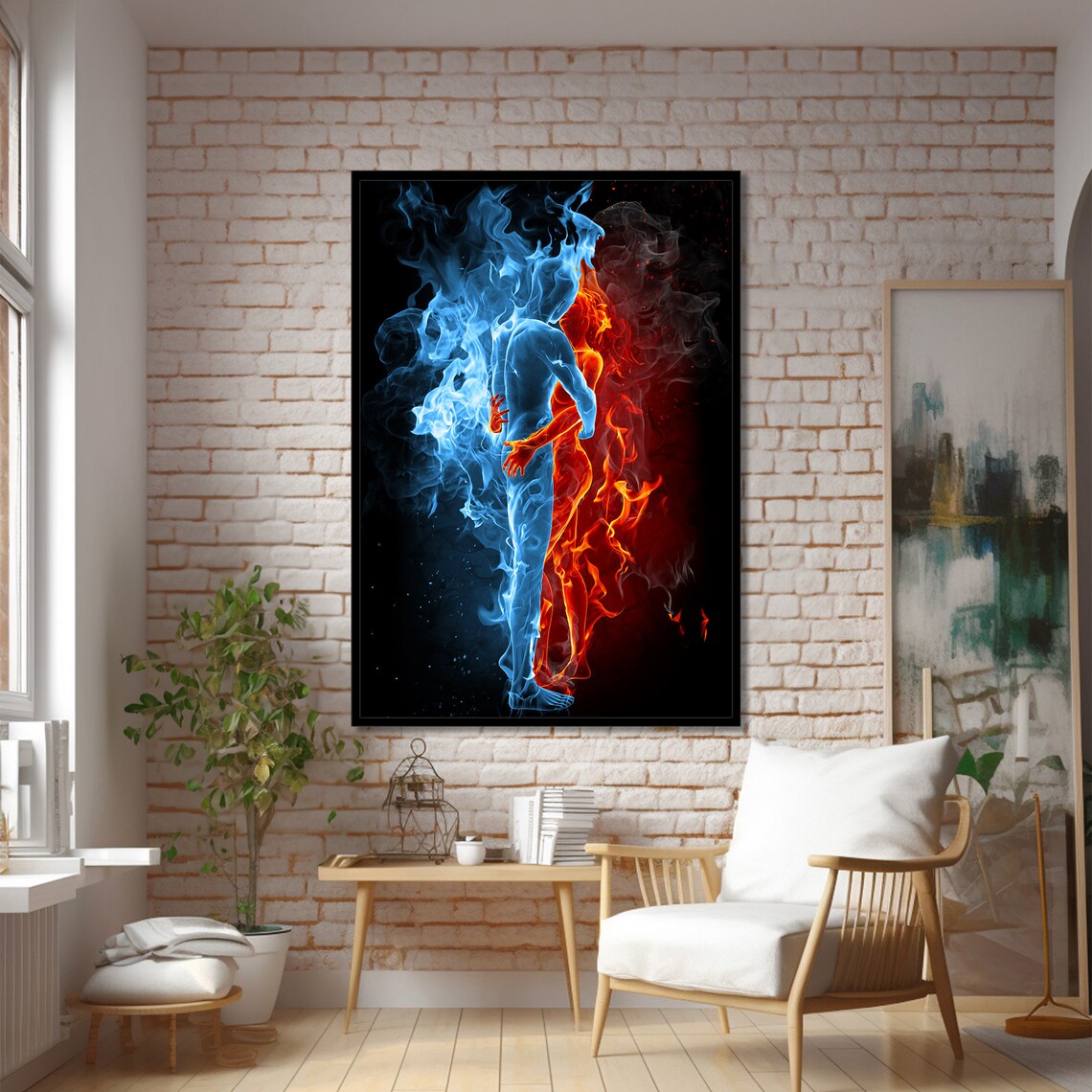 Fire And Ice Dance, Passionate Embrace Art Print - Image 2