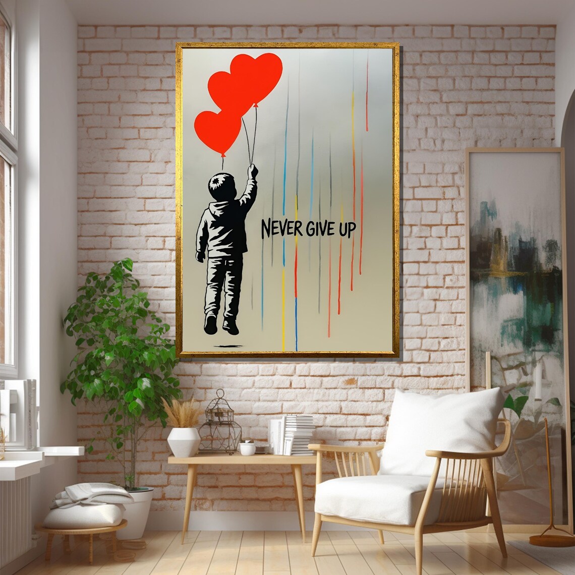 Never Give Up Inspirational Balloon Quote Art - Image 5