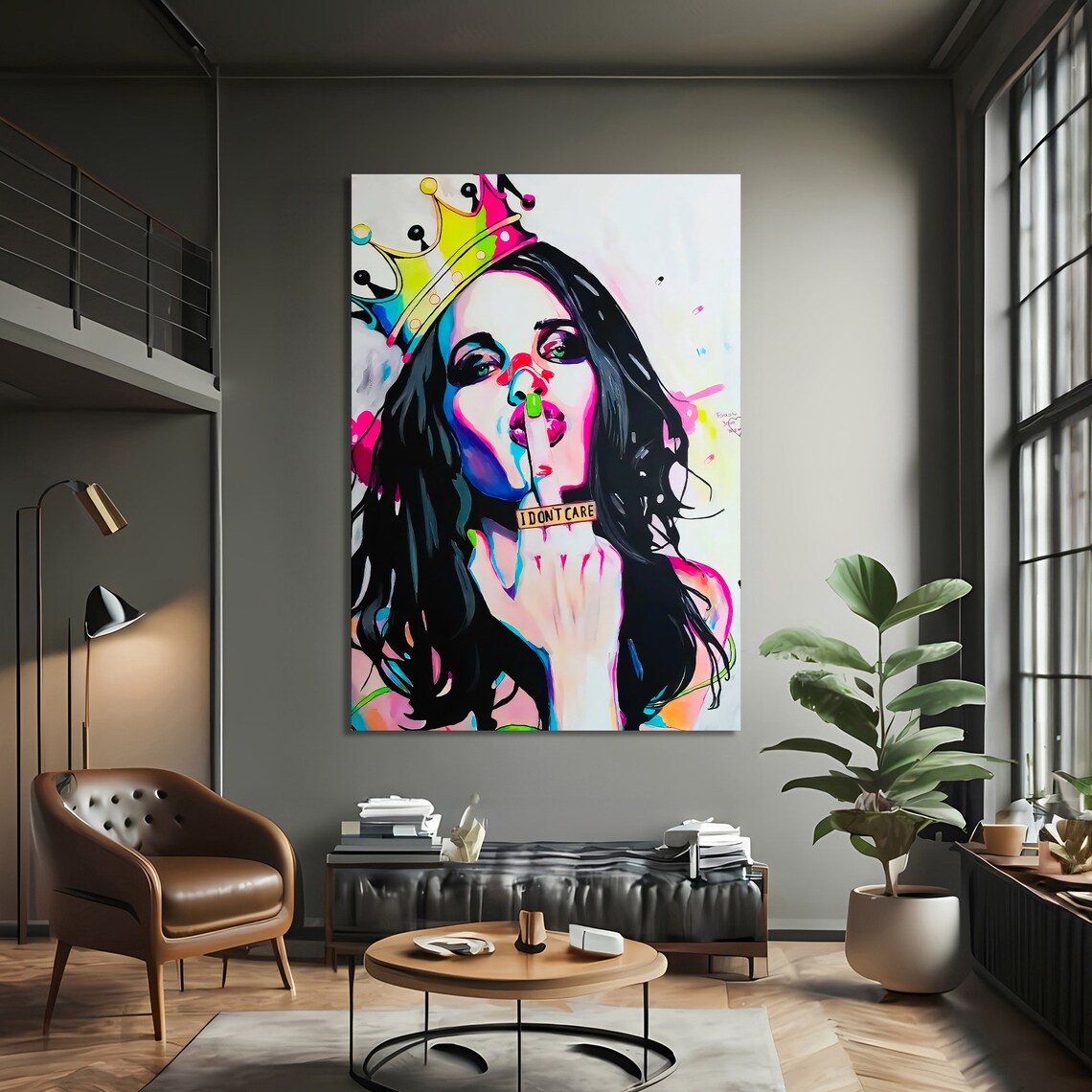 Pop Art Portrait Of Woman With Crown, Bold Decor - Image 3