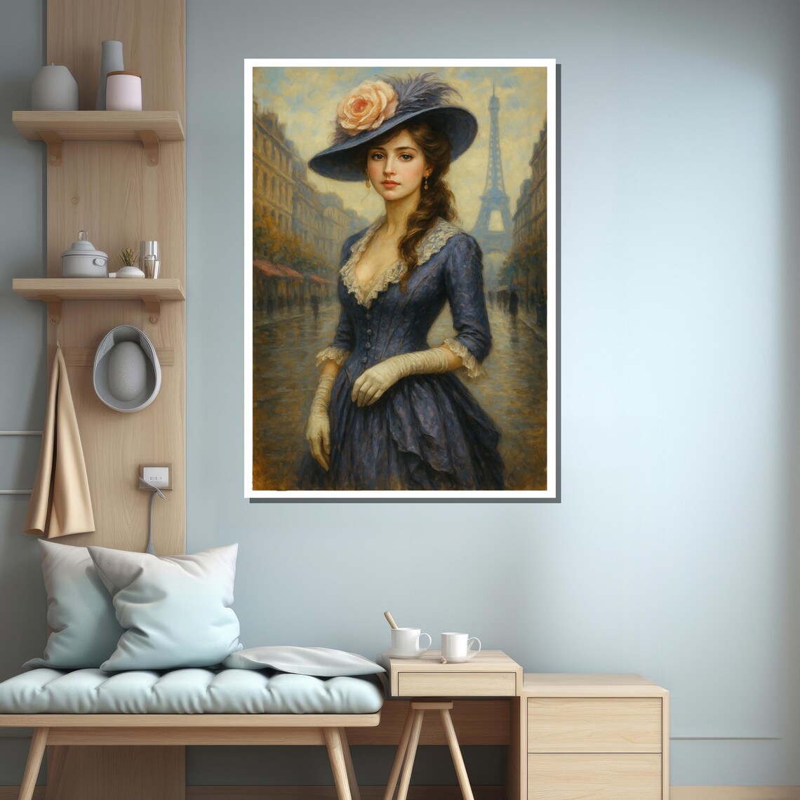 Parisian Lady With Rose Hat Art Print - Image 3