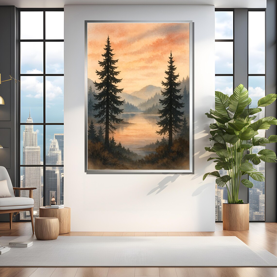 Peaceful Mountain Lake Painting, Serene Nature Art Print - Image 4