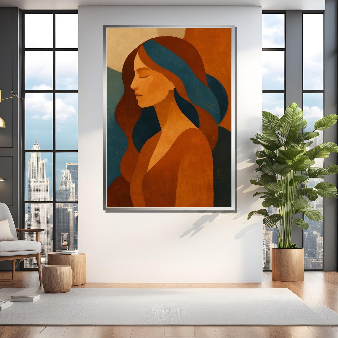 Minimalist Woman Portrait, Modern Boho Art Print - Image 4