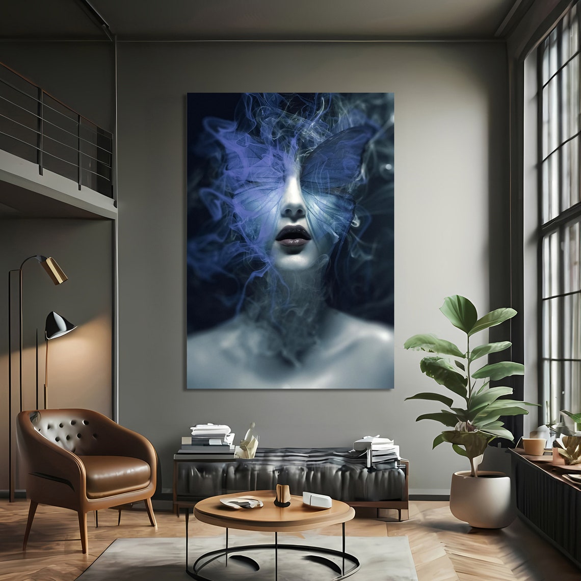 Enigmatic Butterfly Woman, Surreal Art Print - Image 2