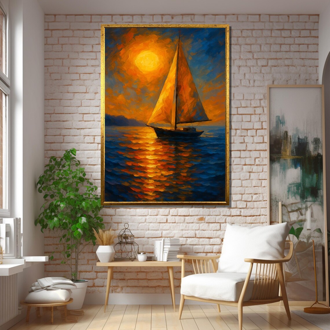 Sunset Sailboat Painting, Vibrant Nautical Art Print - Image 5