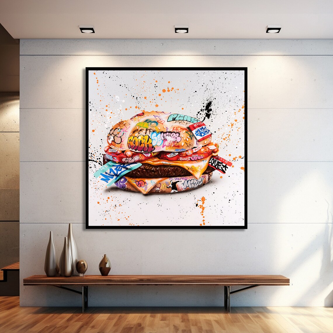 Graffiti Style Burger Painting, Urban Pop Art - Image 2