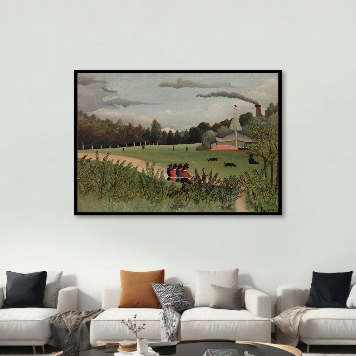 Pastoral Landscape With Soldiers, Rousseau-Inspired Art - Image 2