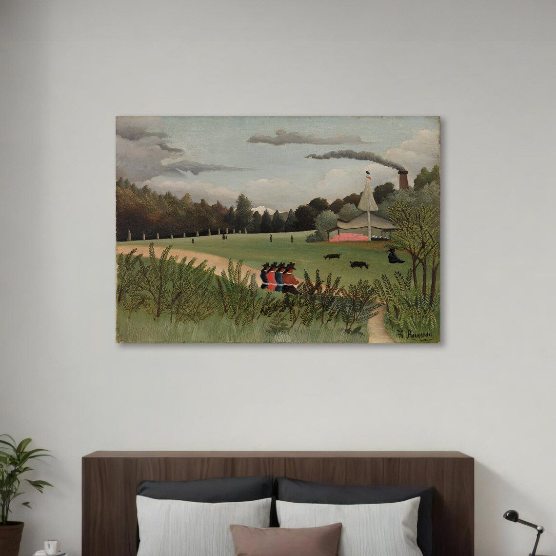 Pastoral Landscape With Soldiers, Rousseau-Inspired Art - Image 3