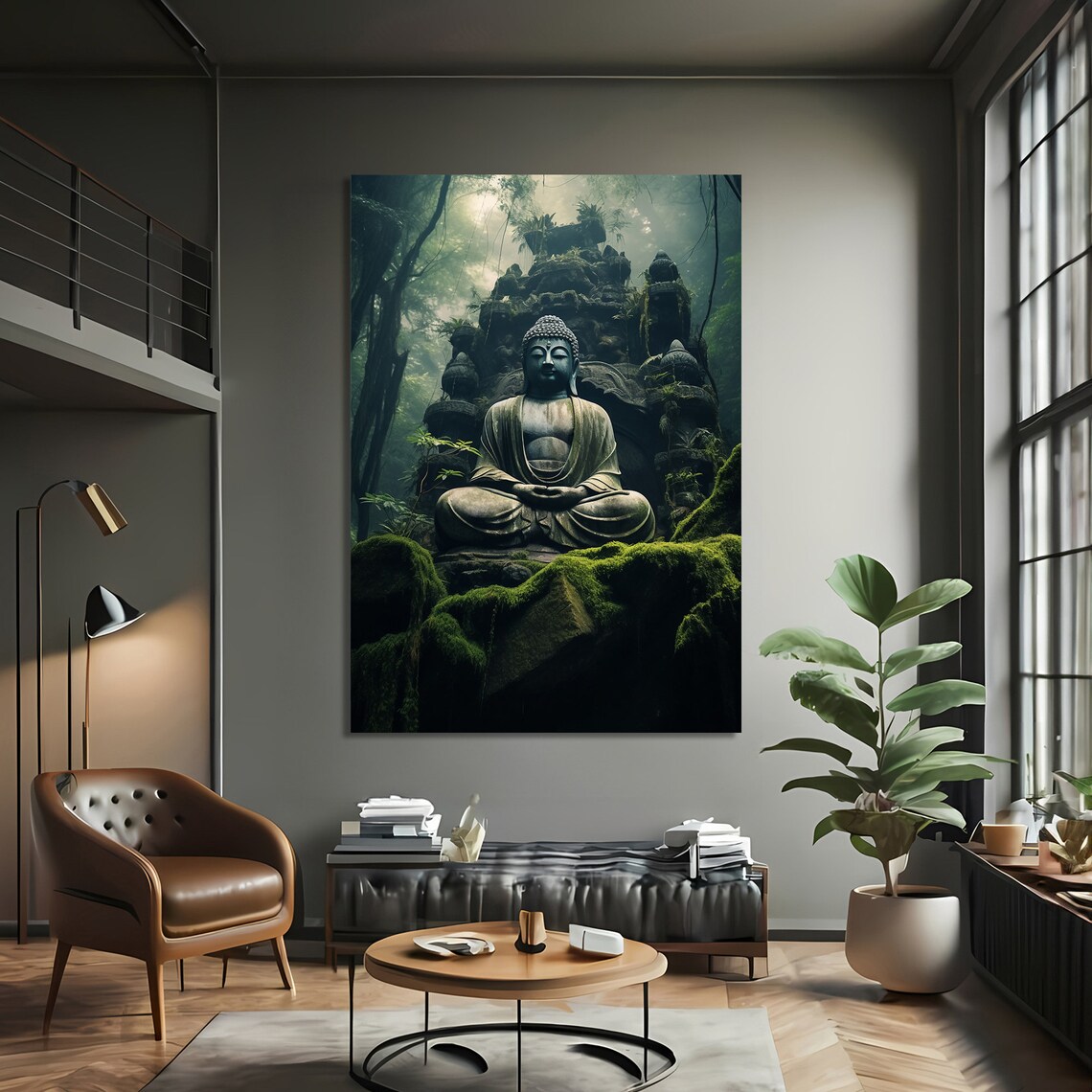 Zen Buddha Painting, Peaceful Meditative Decor - Image 4