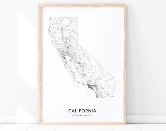 State Road, CA USA Map Poster, Modern Decor
