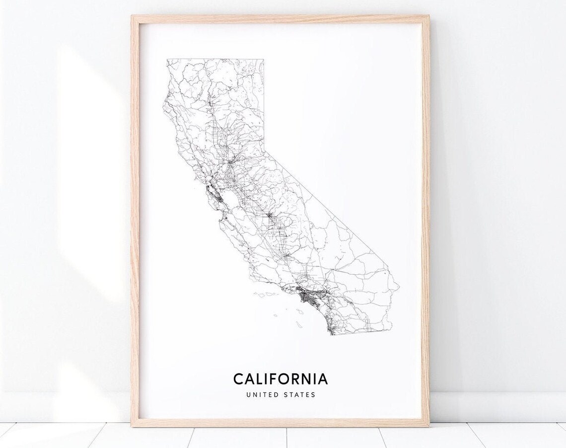 State Road, CA USA Map Poster, Modern Decor