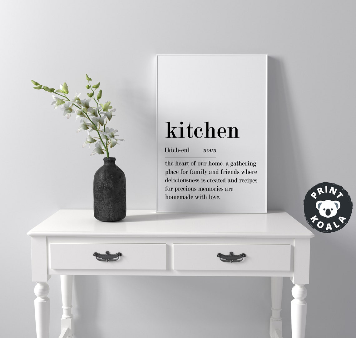 Kitchen Definition Noun Meaning Heart Of Home Typography Wall Poster - Image 3