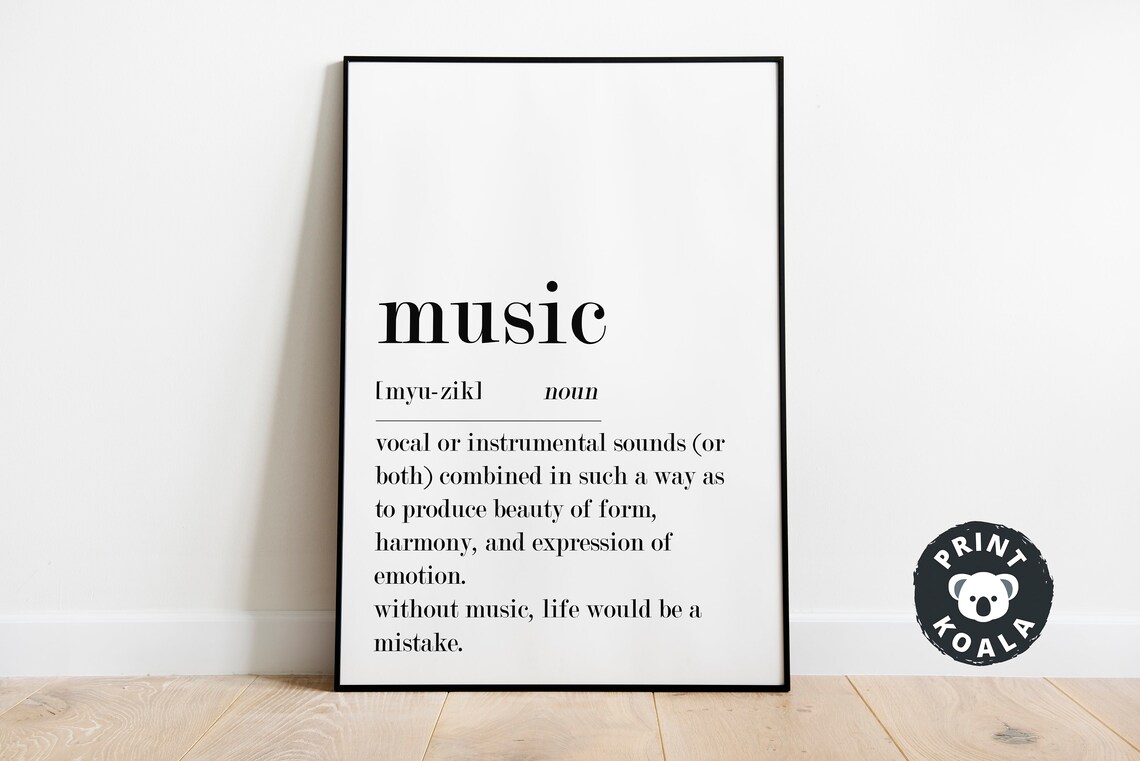 Music Definition Noun Meaning Inspirational Typography Musician Wall Poster - Image 4