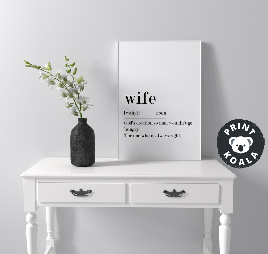 Wife Print Wife Word Definition Wife Art Wife Sign Wife Gift Wife Definition Wife Poster Wife Quote Wife Wall Art Wife - Image 3