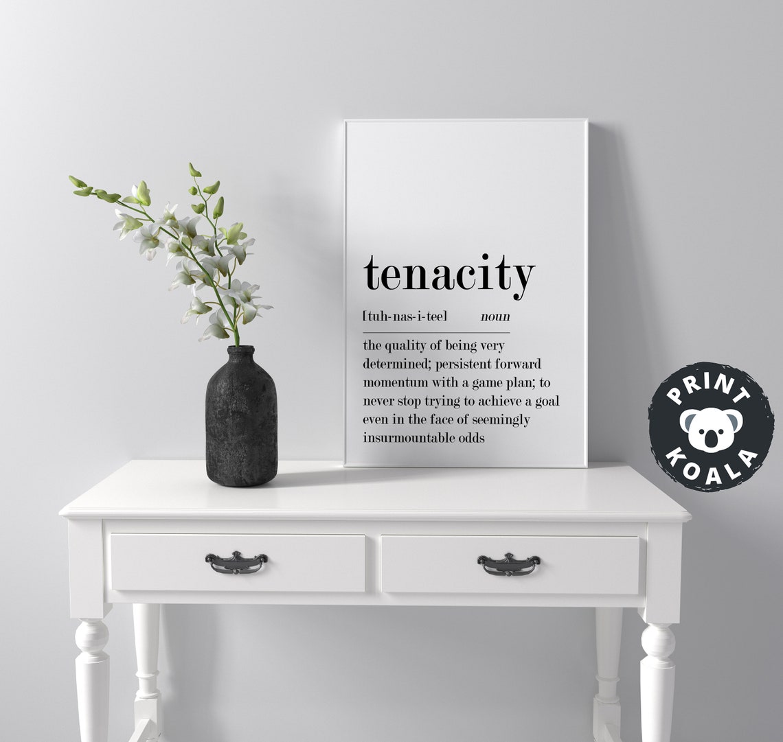 Tenacity Dictionary Definition Print Motivational Never Give Up Decor - Image 4