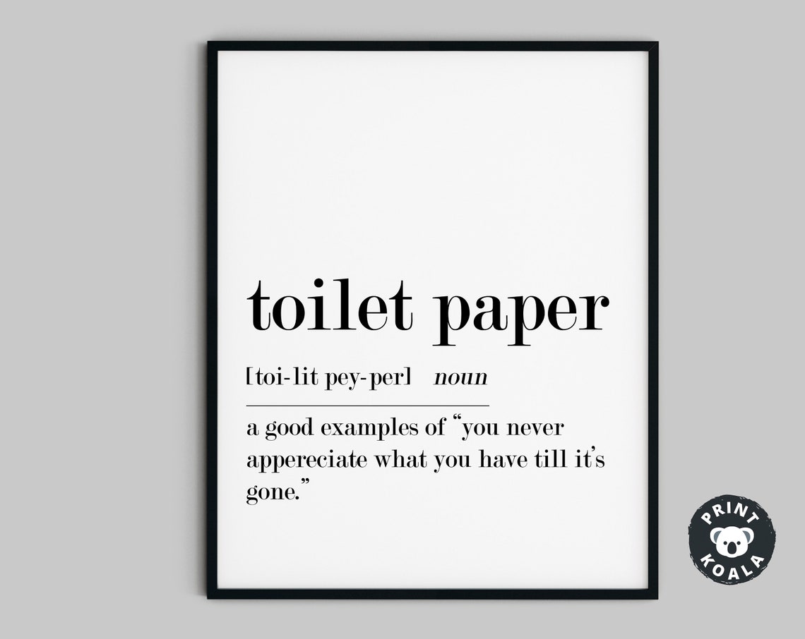 Toilet Paper Funny Definition Print Bathroom Humor Wall Decor Art