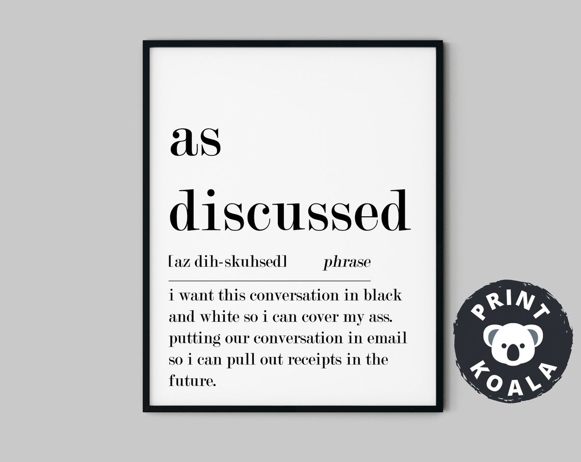 As Discussed Funny Office Phrase Definition Email Humor Wall Poster - Image 5