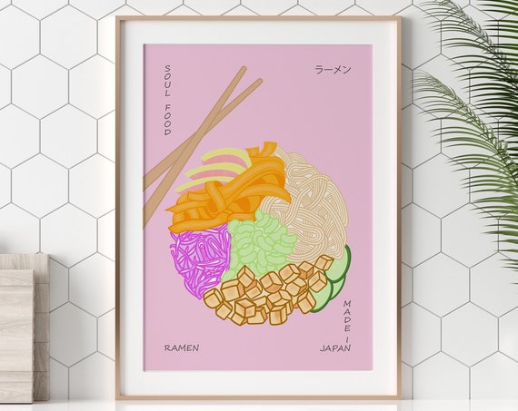 Ramen Print Beautiful Vintage Illustration Wall Art