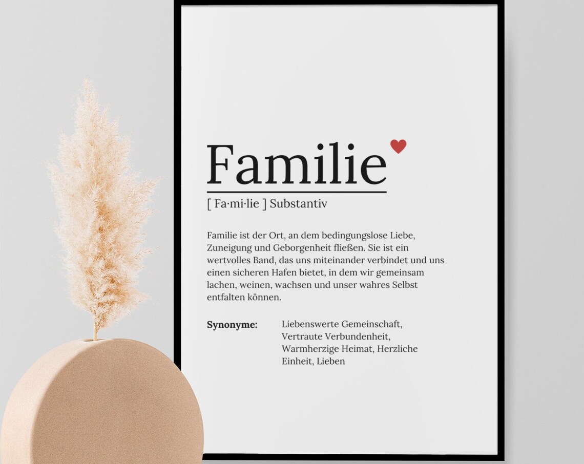 Family Definition Poster, Meaning Love Decoration