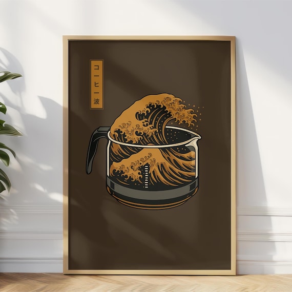 Coffee Wave Poster, Japanese Art Kitchen Decor
