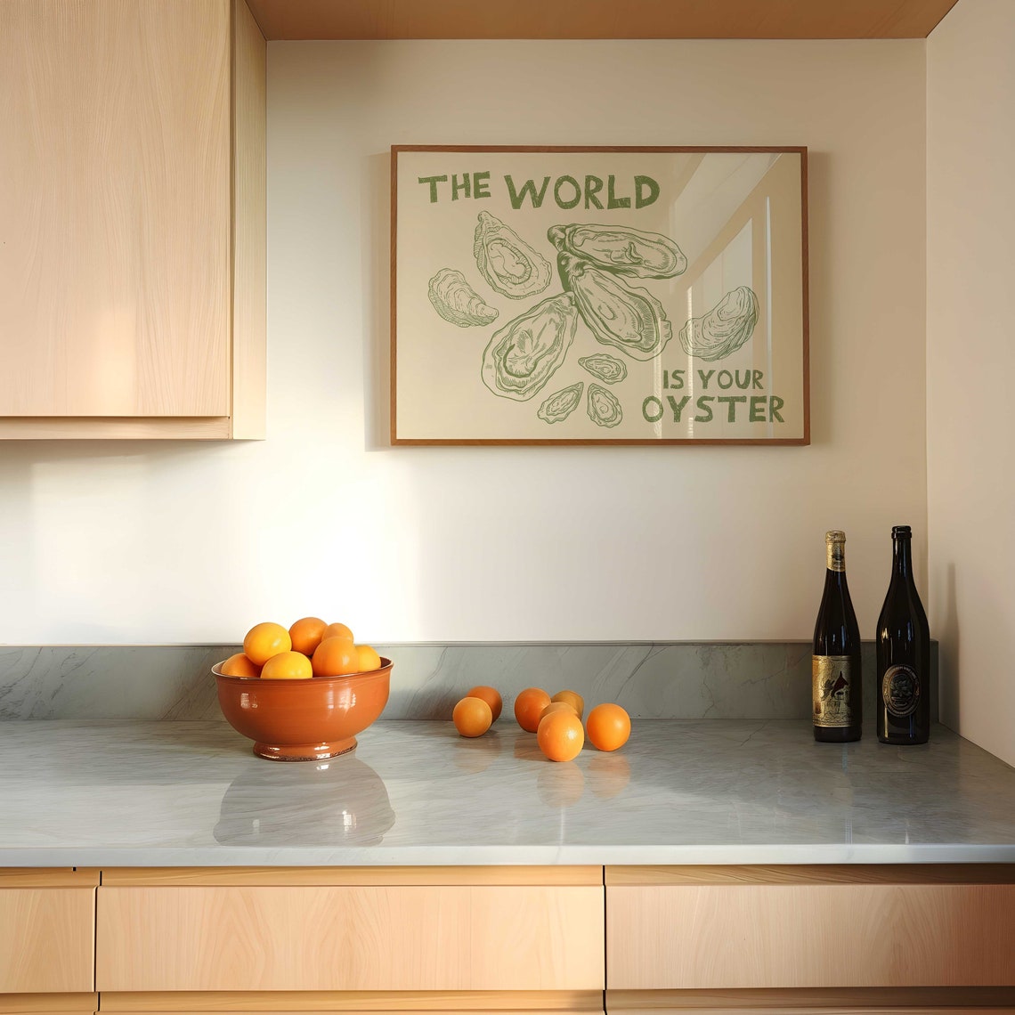 The World Is Your Oyster Green Oyster Line Art Motivational Poster - Image 4