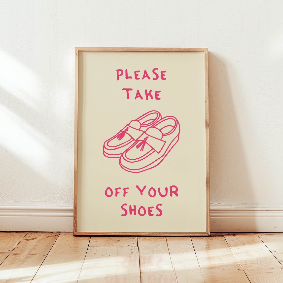 Please Take Off Your Shoes Pink Loafer Funny House Rules Art Poster - Image 3