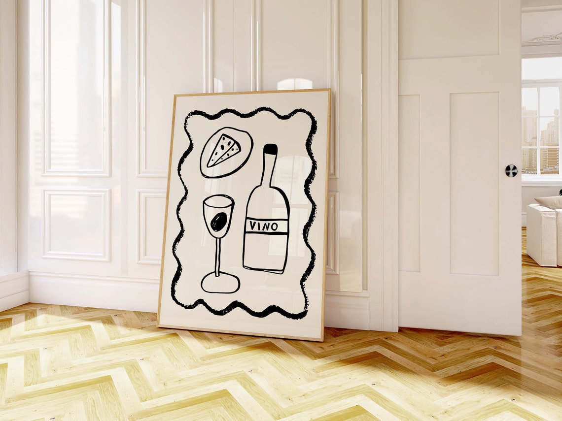 Vino Wine Bottle Cheese Glass Funny Italian Dinner Party Poster - Image 5