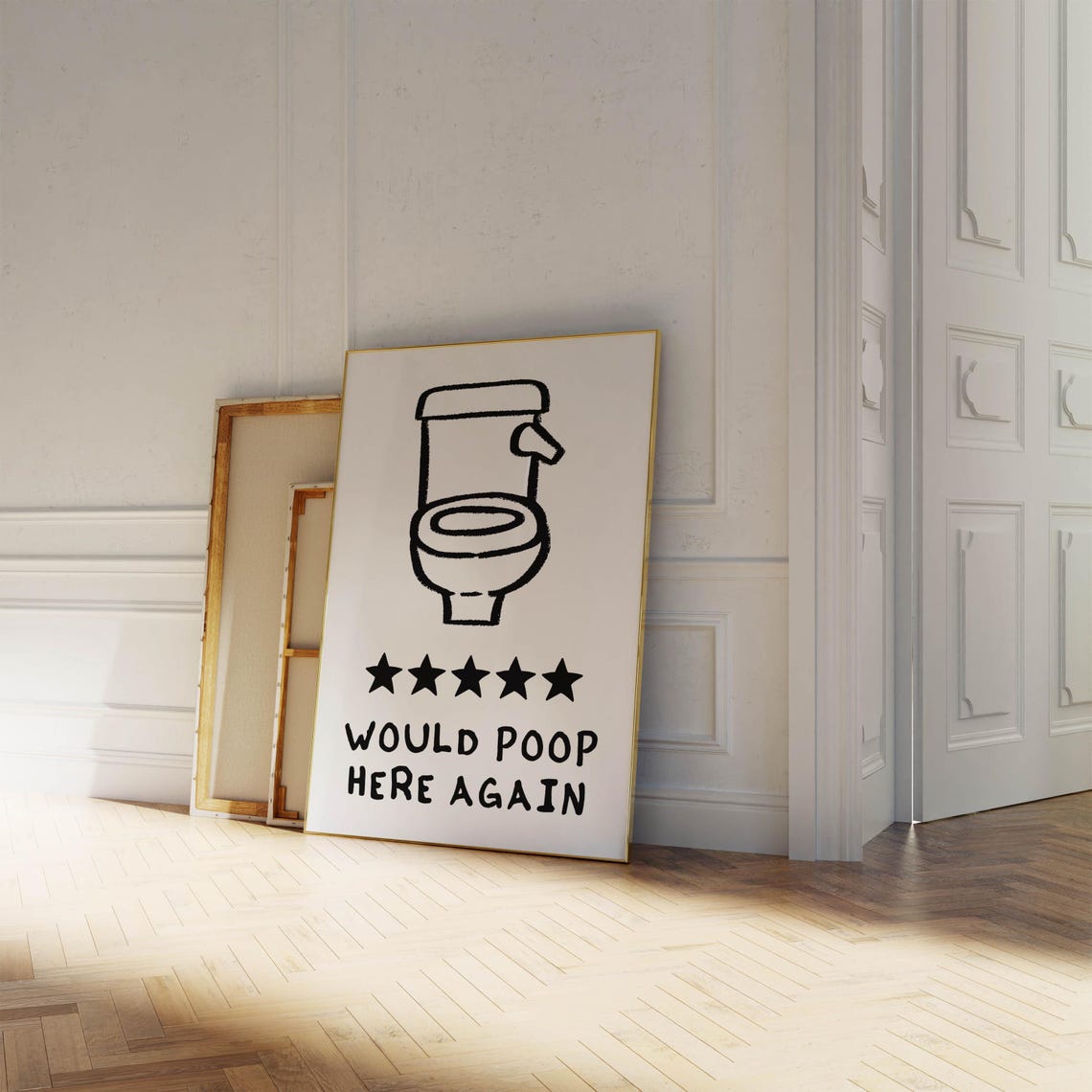 Would Poop Here Again Five Star Toilet Funny Bathroom Poster - Image 3