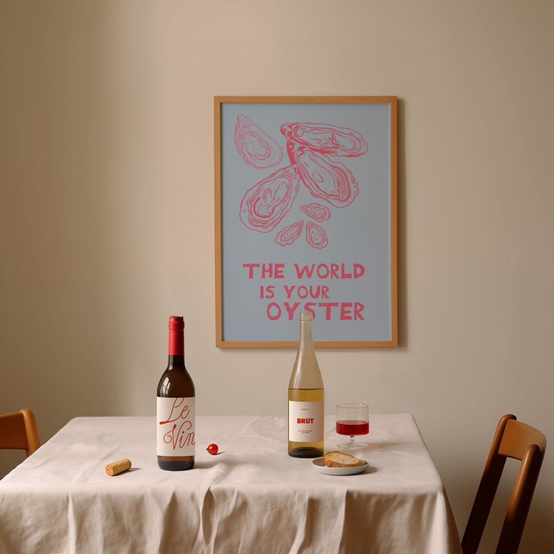 The World Is Your Oyster Pink Shell Cute Aesthetic Quote Poster - Image 2