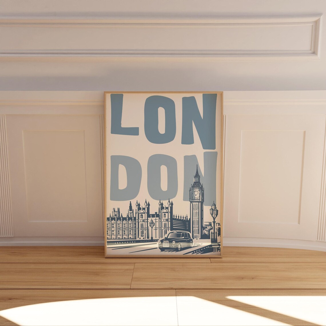 London Bold Blue Big Ben Black Taxi Typography Travel Poster - Image 3