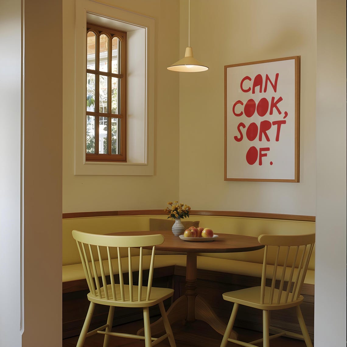 Can Cook Sort Of Funny Red Typography Kitchen Humor Quote Poster - Image 2