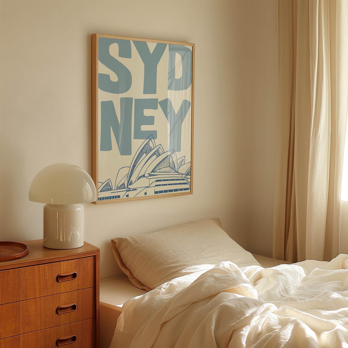 Sydney Opera House Vintage Blue Retro Travel Landmark Wall Poster - Image 3
