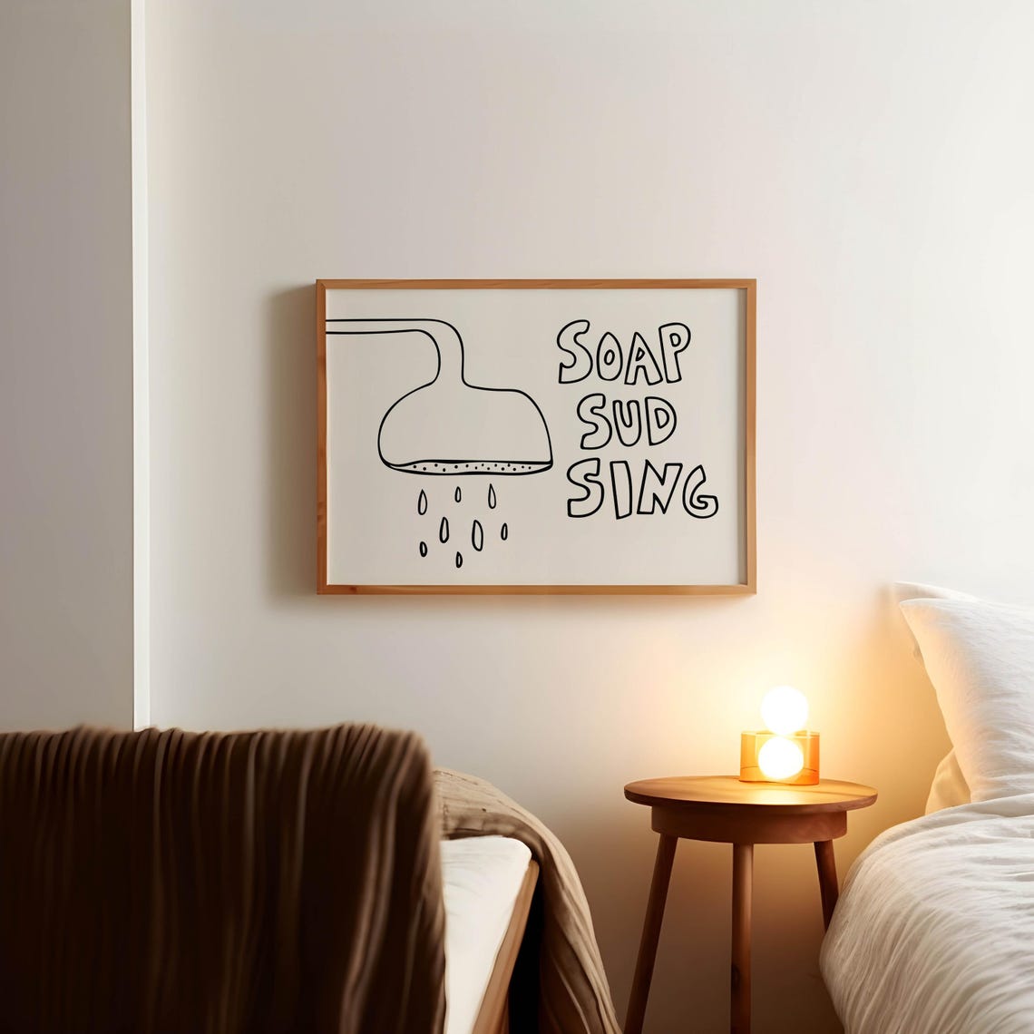 Soap Sud Sing Shower Head Cute Funny Bathroom Typography Poster - Image 2