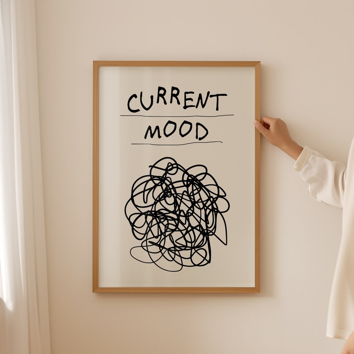 Current Mood Chaotic Scribble Funny Relatable Minimalist Art Poster - Image 3