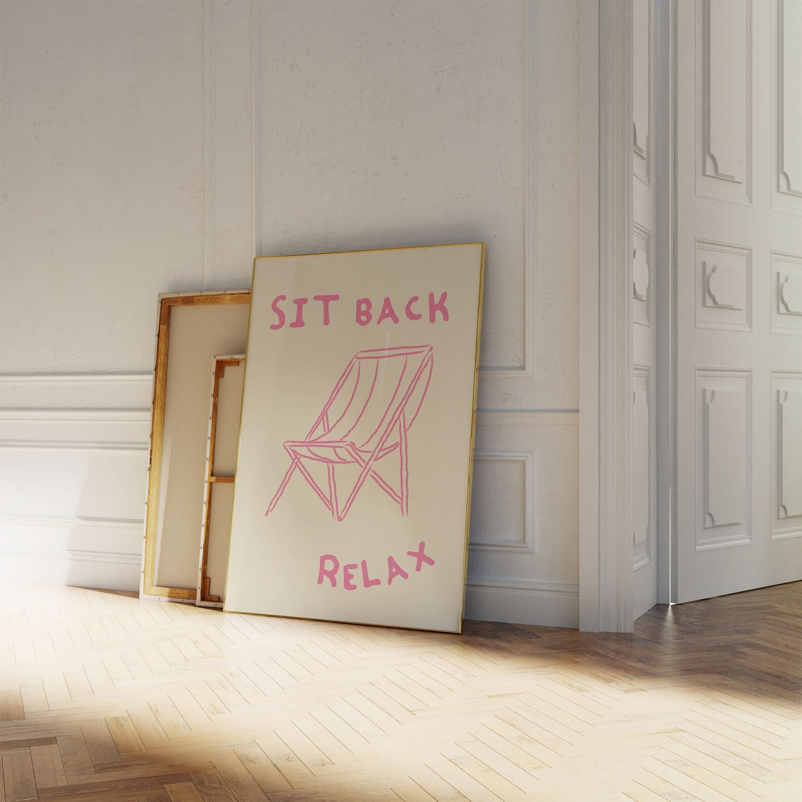 Sit Back Relax Pink Chair Minimalist Quote Art Home Decor Poster - Image 2