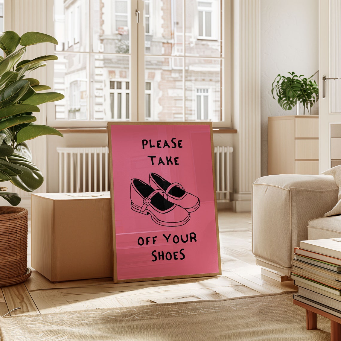 Please Take Off Your Shoes Pink Entryway Quote Art Home Decor Poster - Image 5
