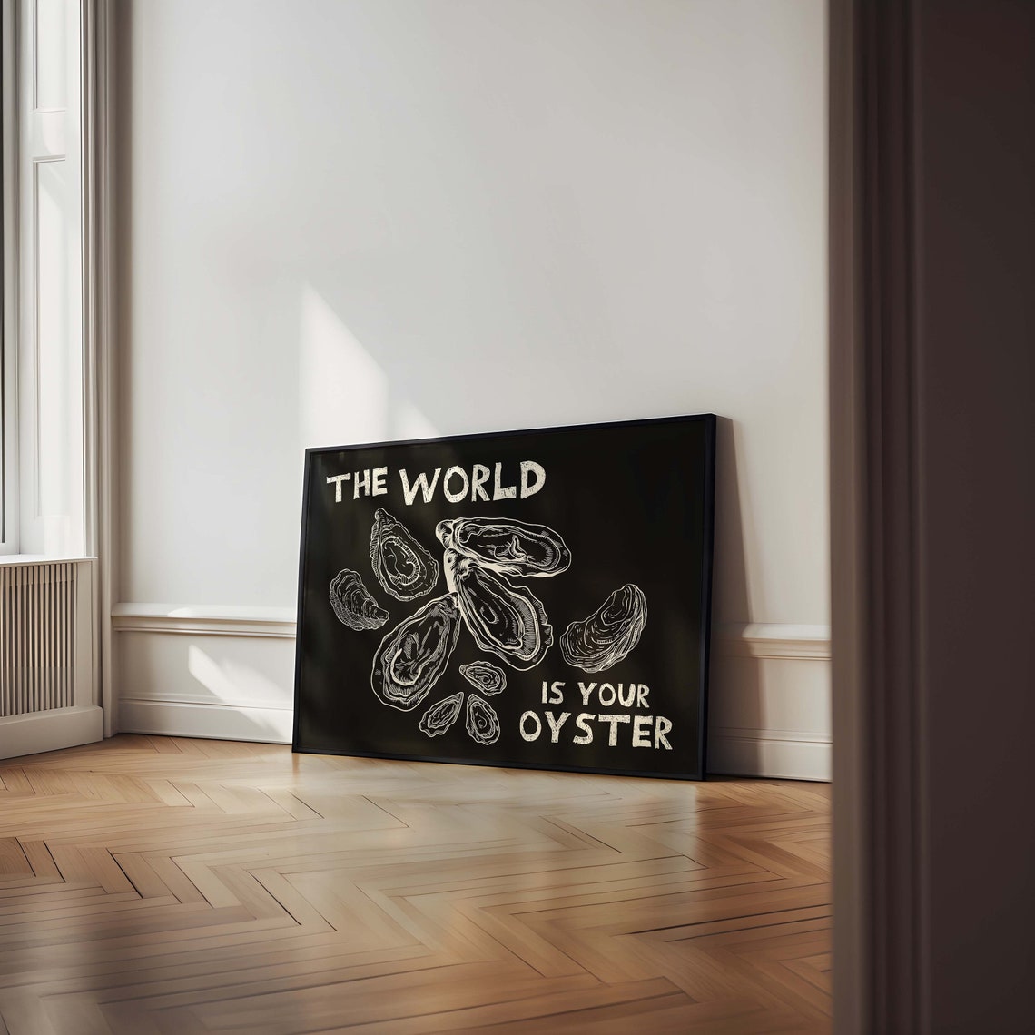 The World Is Your Oyster Black Cream Chalkboard Oyster Art Poster - Image 5