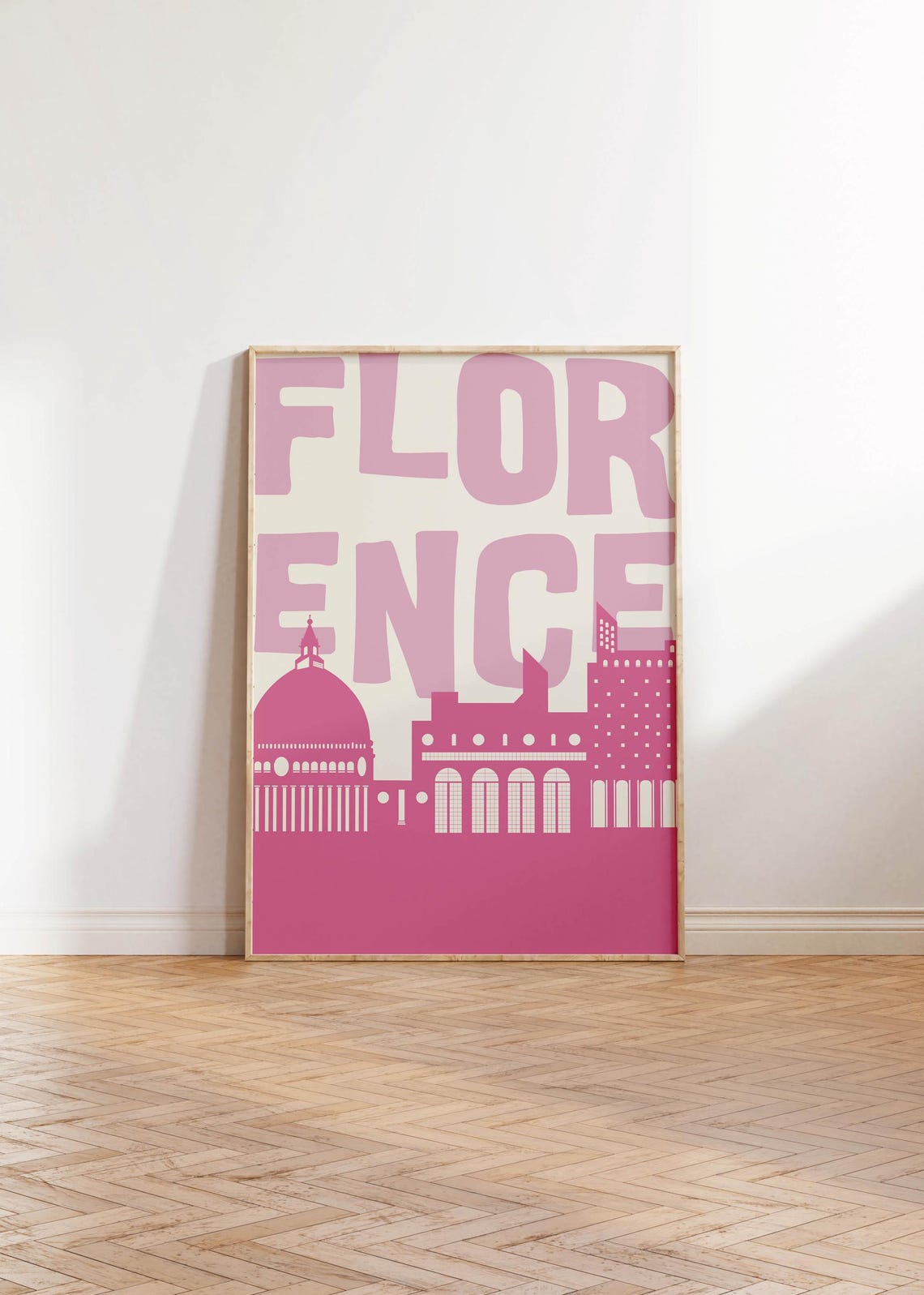 Florence Bold Pink Typography Cathedral Skyline Travel Poster - Image 3