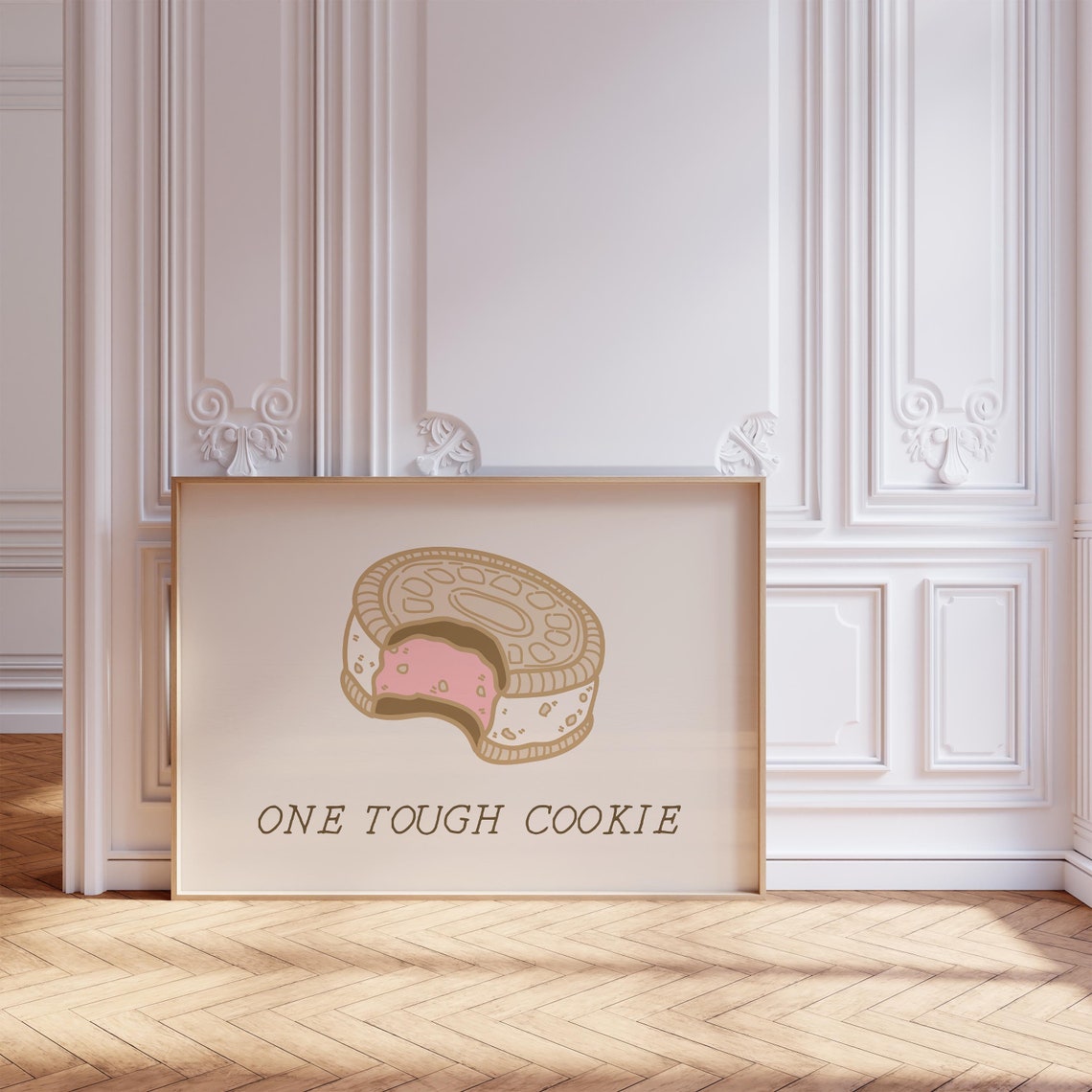 One Tough Cookie Sandwich Bite Illustration Kitchen Quote Poster - Image 3