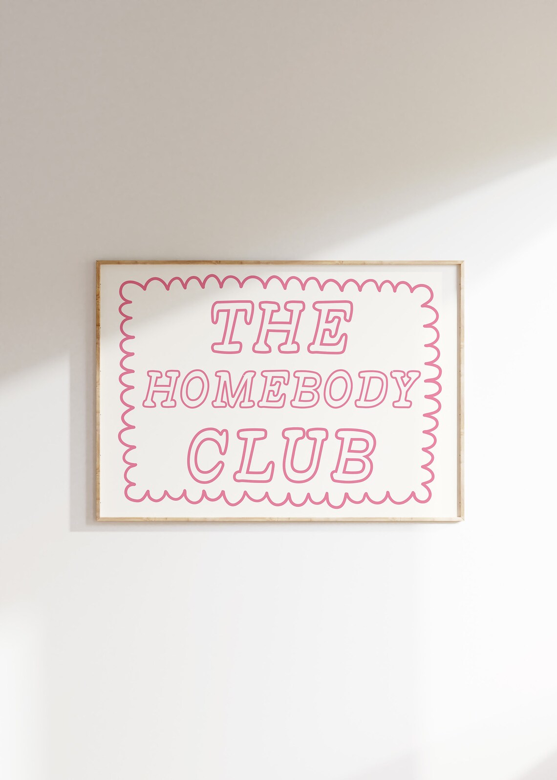The Homebody Club Print Trendy Horizontal Wall Art Trendy Living Room Decor Cute Quote Art Aesthetic Bedroom Decor Wall Art Pink - Image 3