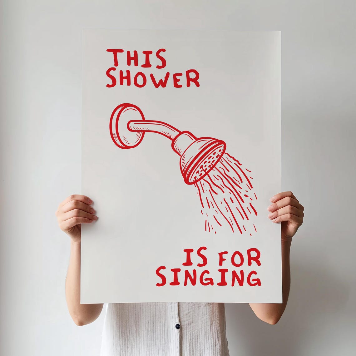 Funny This Shower Is For Singing Red Showerhead Bathroom Print - Image 3