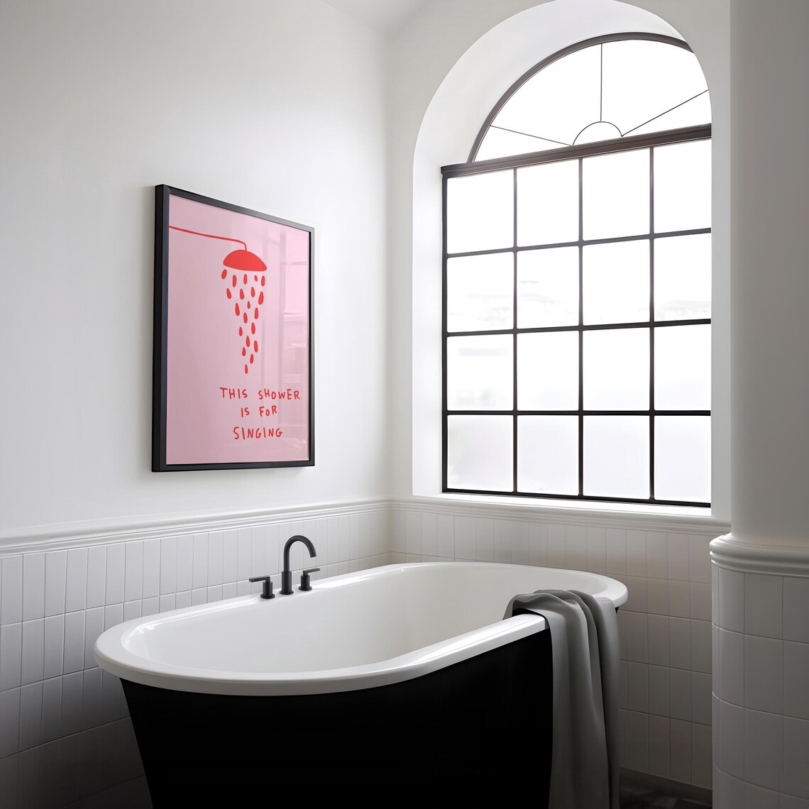 This Shower Is For Singing Retro Bathroom Quote Poster - Image 3