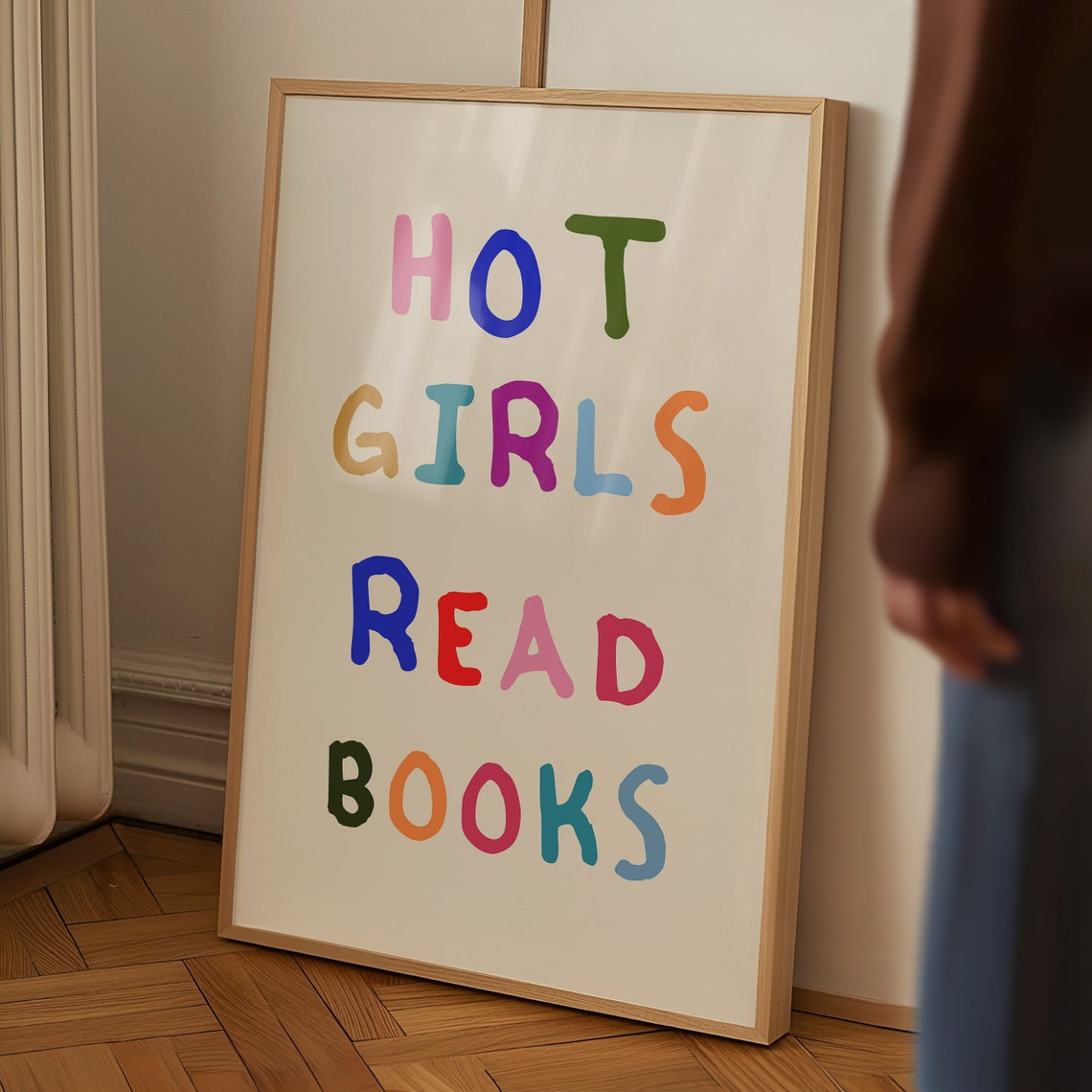 Hot Girls Read Books Colorful Hand Lettered Book Lover Quote Poster - Image 5