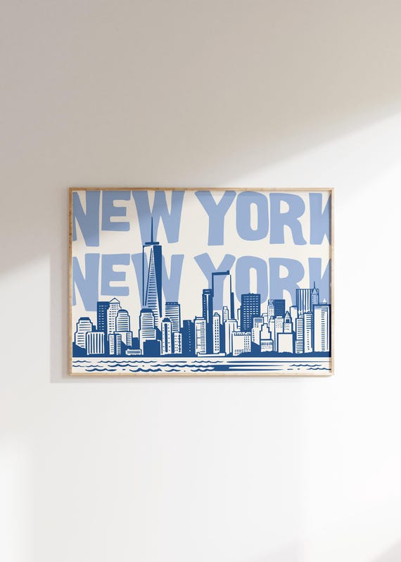 New York Vintage City Poster, Minimalist Travel Art