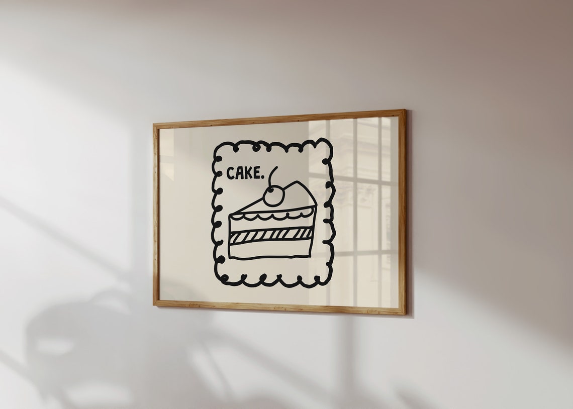 Cake Funny Minimalist Cake Slice Dessert Kitchen Quote Wall Poster - Image 5