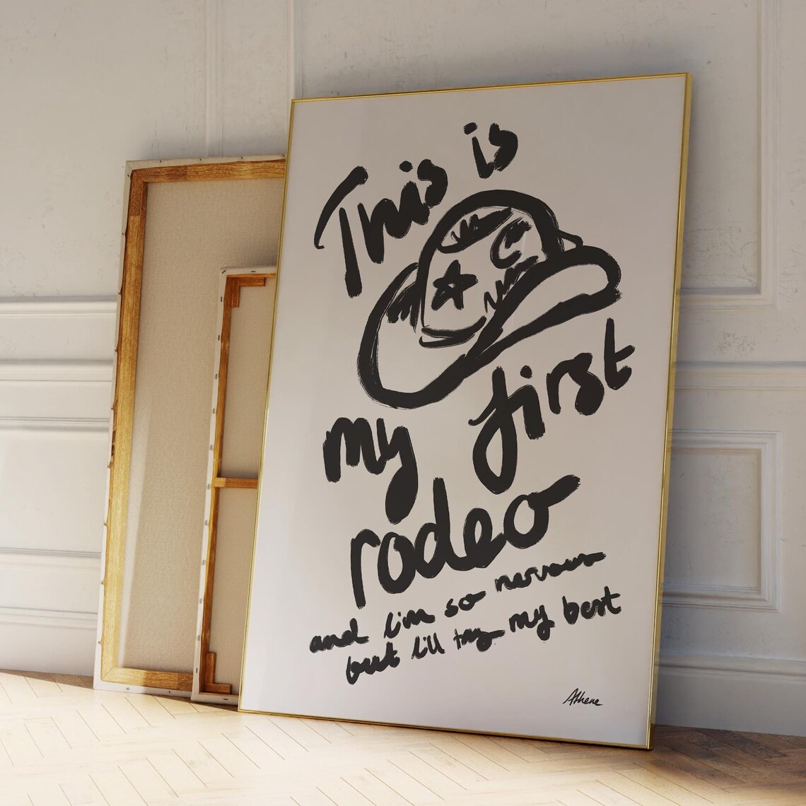 First Rodeo Poster, Mid Century Cowgirl Decor