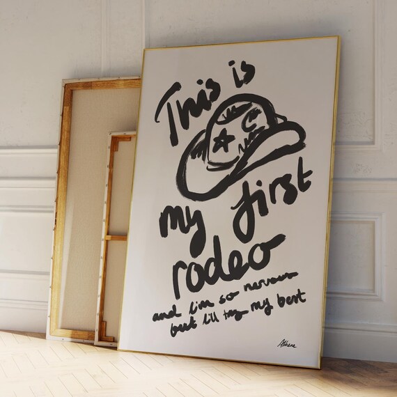 First Rodeo Poster, Mid Century Cowgirl Decor