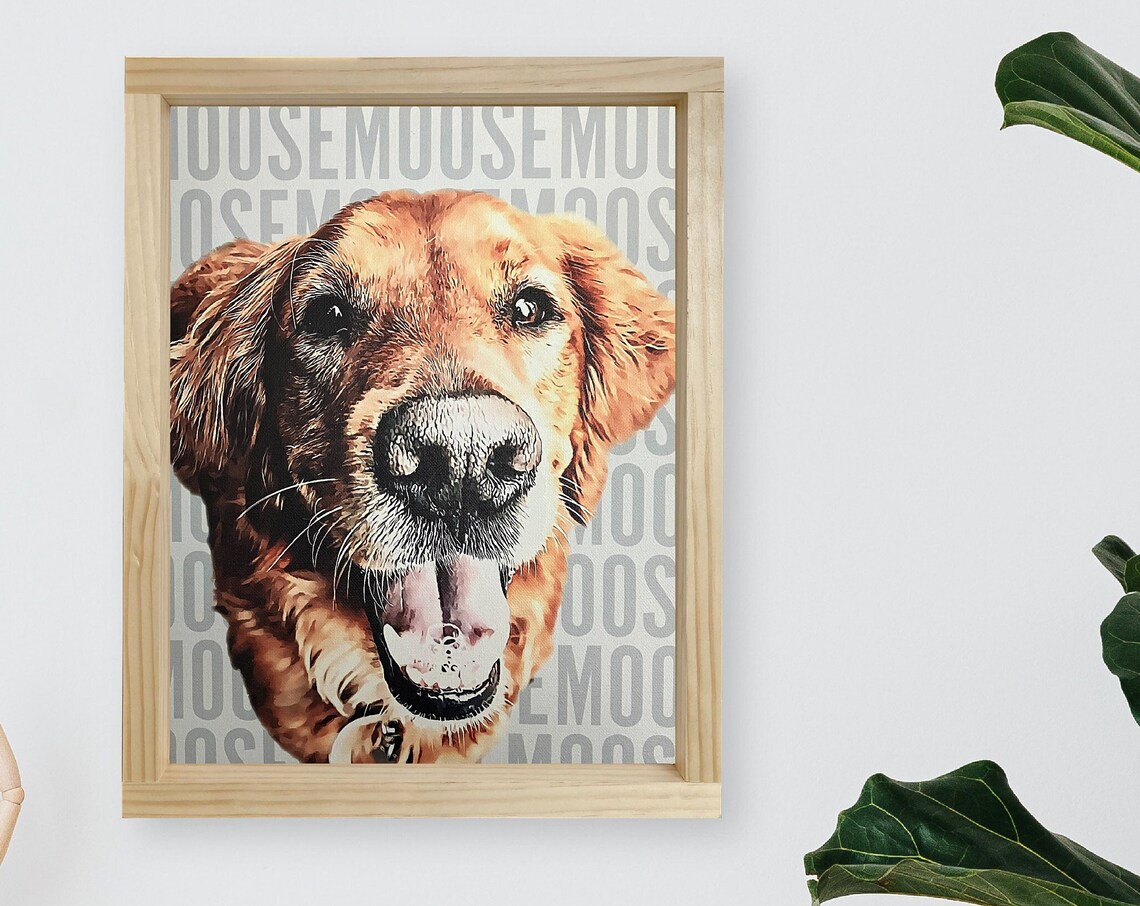 Custom Golden Retriever Dog Portrait Personalized Pet Poster